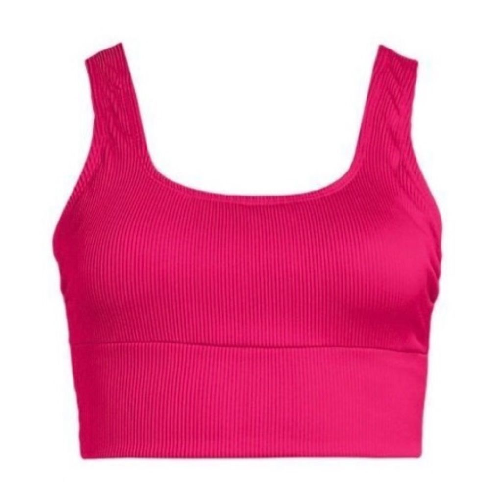 Women's Ribbed Scoop-Back Swim Top - Hot Pink